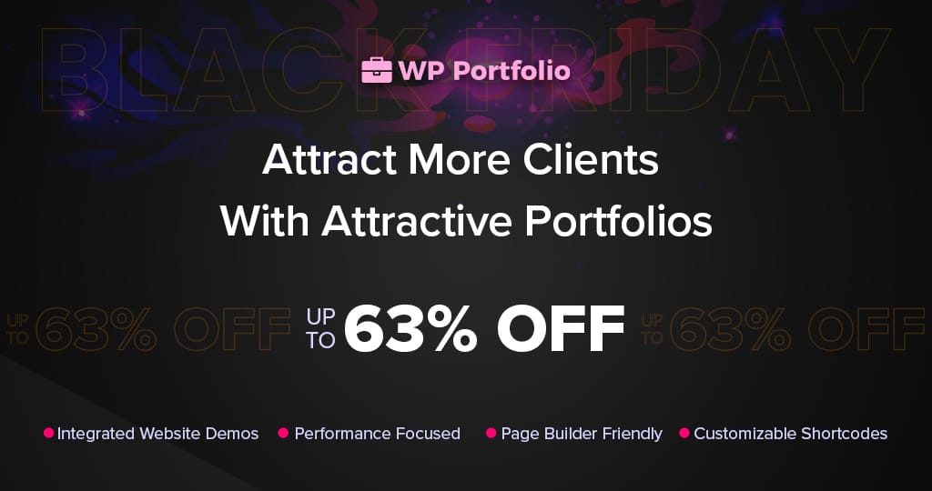 WP Portfolio Black Friday Sale - Grab 63% Discount Now