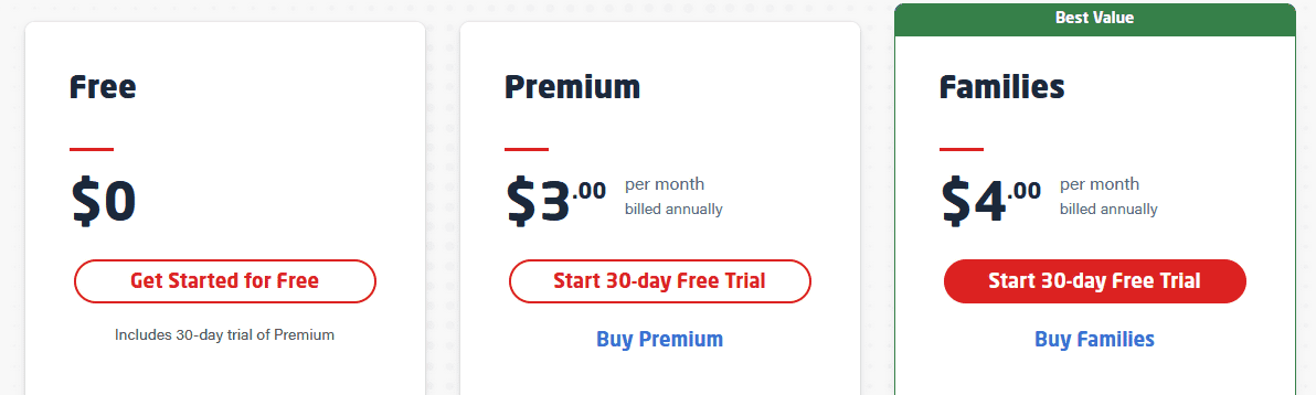 Pricing of LastPass (Normal)