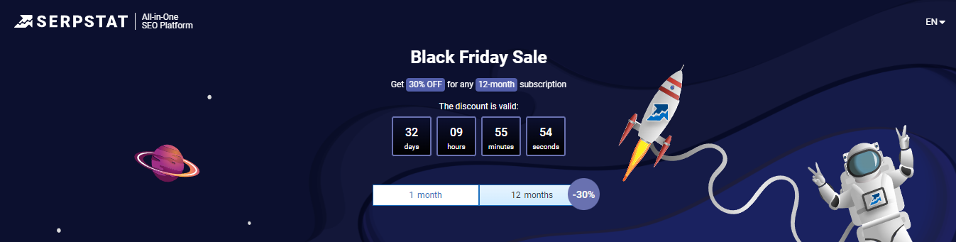 Serpstat Black Friday Sale, 30% Discount!